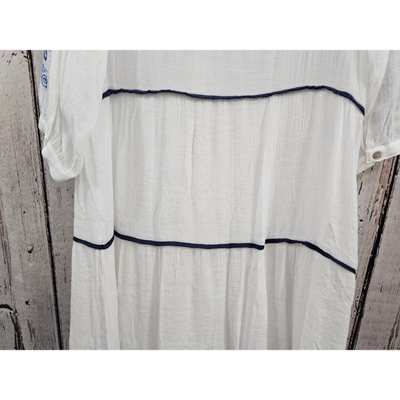 FIGUEROA FLOWER White Embroidered Tiered Dress Boho Festival Cottagecore Medium - Picture 11 of 12